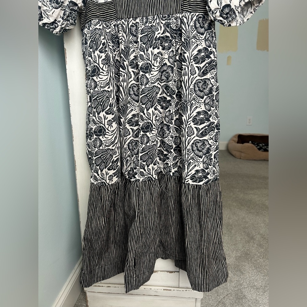 ANTHROPOLOGIE BLOOMINGPRINT Adrienne Flounce Midi Dress Lagenlook Folk Boho Sz 6 - Picture 8 of 15
